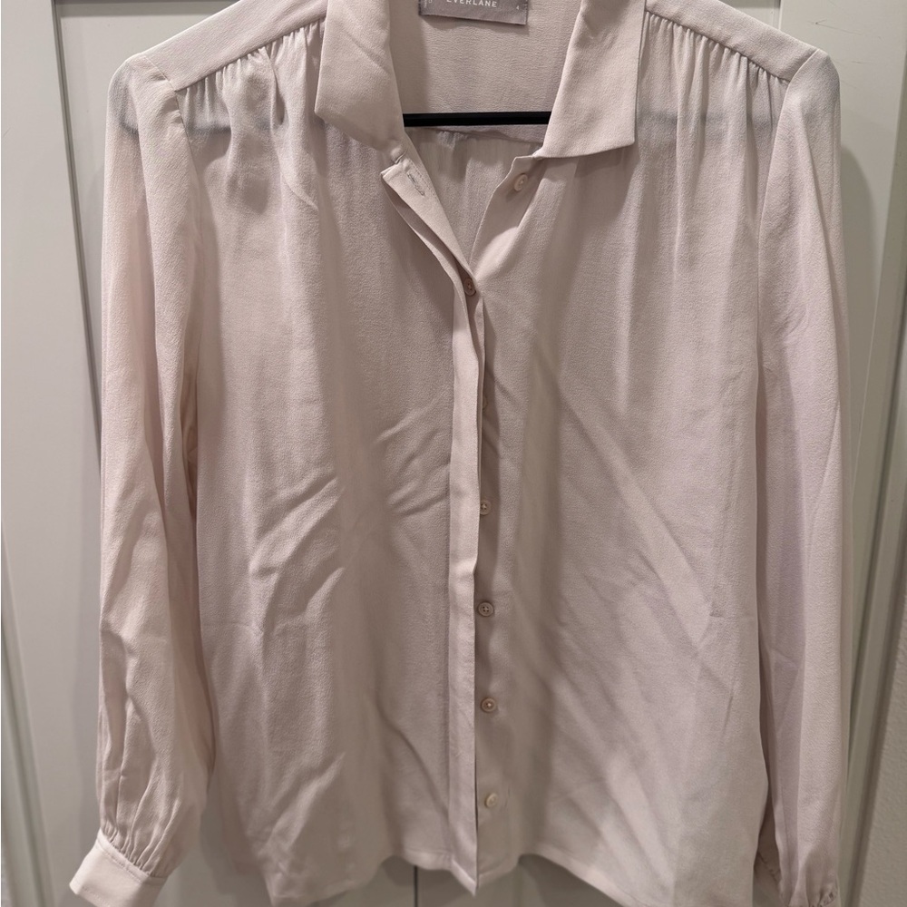White Everlane 100% Silk Button-Up Blouse